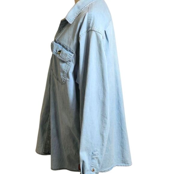 Wrangler Light Blue Denim Button Down Shirt - Picture 5 of 8